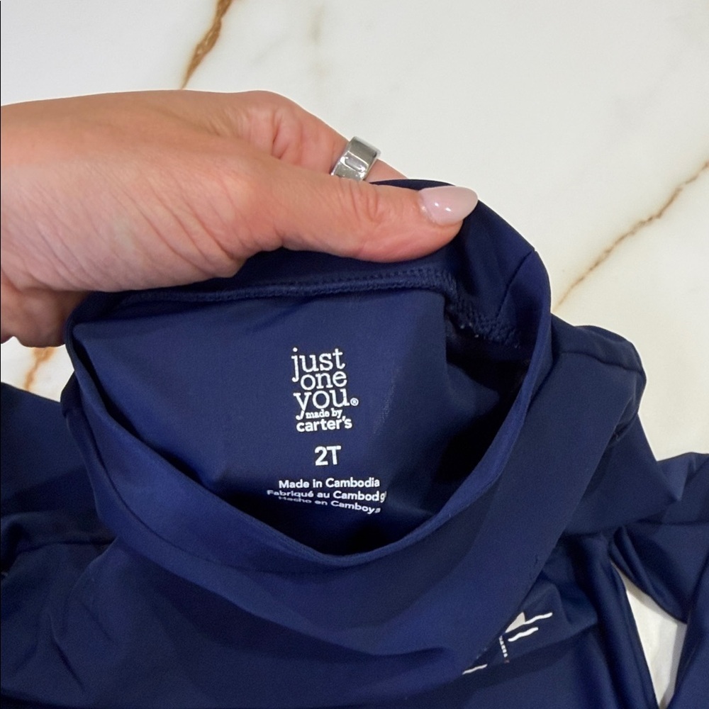 Kids Navy Rashguard with Sailboat Design - Picture 3 of 3
